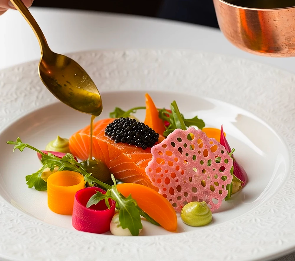 Fine dining table setting in a Michelin-star restaurant